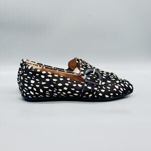 FitFlop Shoes Womens 7 Black Calf Hair Animal Print Buckle Loafer Flats Comfort